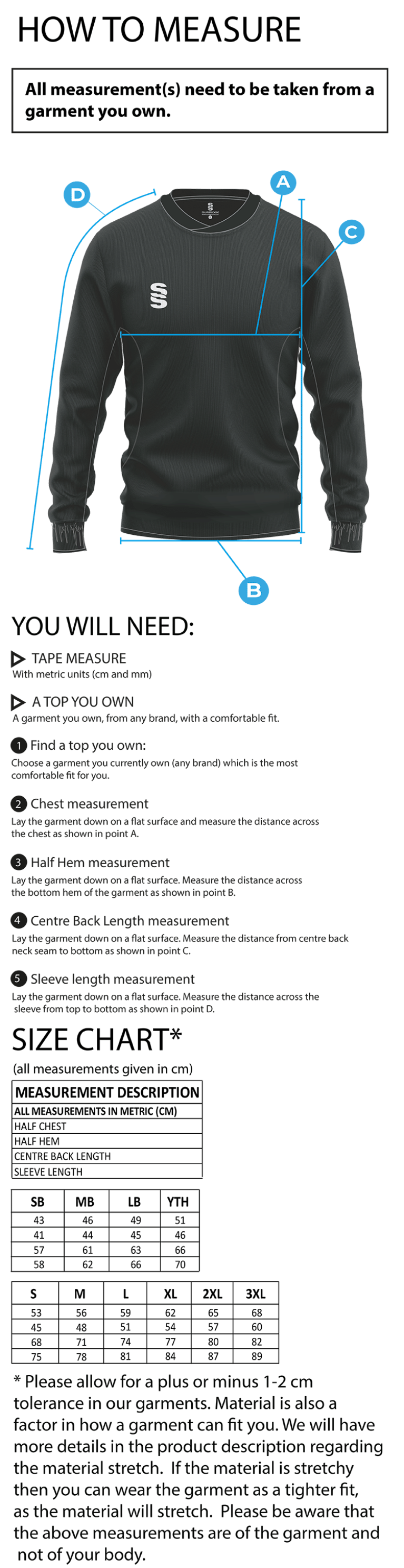 University of Bristol - Run Out Top - Unisex Fit - Size Guide