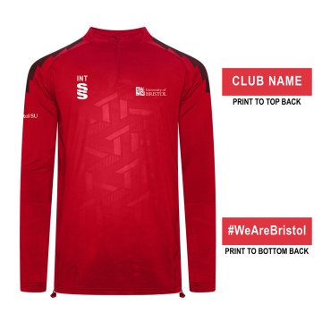 University of Bristol - Impact 1/4 Zip Performance Top - Red - Unisex Fit