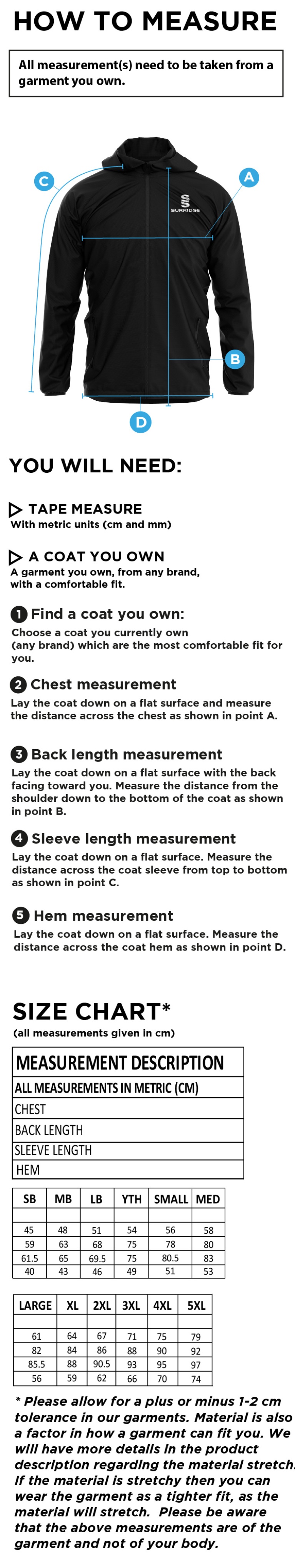 University of Bristol - Dual Full Zip Training Jacket - Red - Unisex Fit - Size Guide