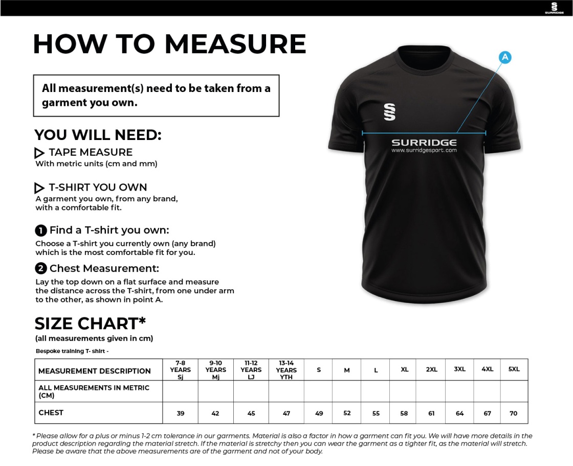 Impact T-Shirt : Red - Size Guide