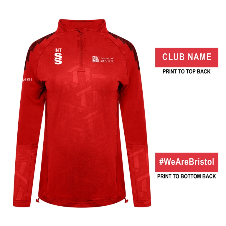 University of Bristol - Impact 1/4 Zip Performance Top - Red - Women's Fit