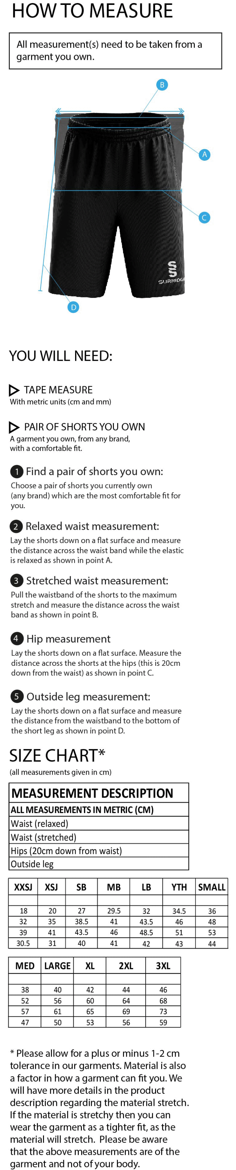 University of Bristol - Fuse Short - Unisex Fit - Size Guide