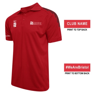 University of Bristol - Dual Solid Colour Polo - Red - Unisex Fit