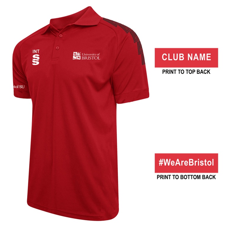University of Bristol - Dual Solid Colour Polo - Red - Unisex Fit