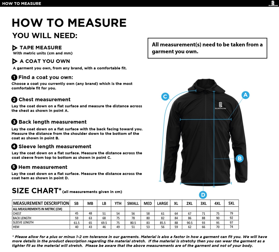 Dual Full Zip Training Jacket - Red - Unisex Fit - Size Guide