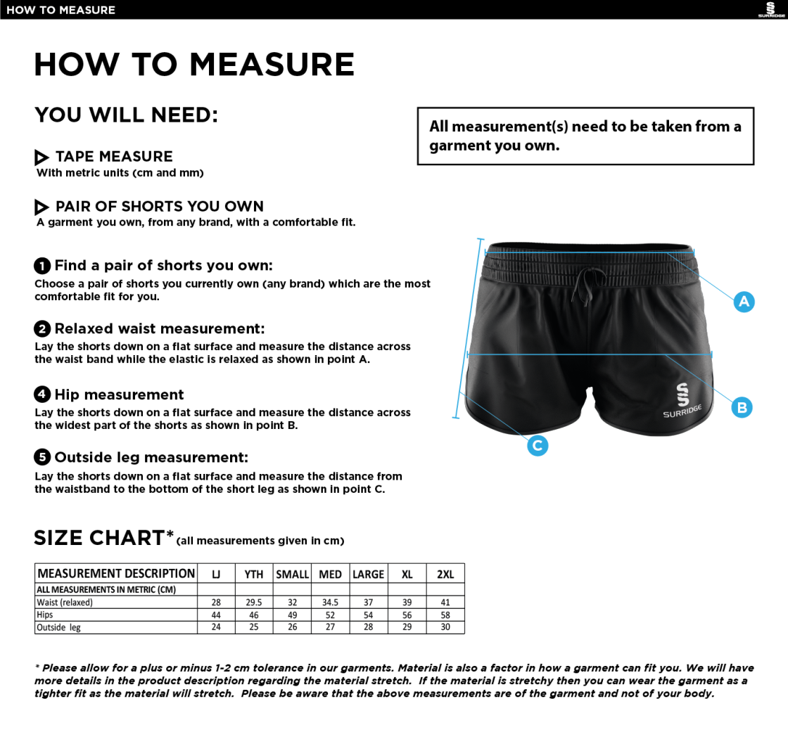 University of Bristol - Dual Active Short - Women's Fit - Size Guide