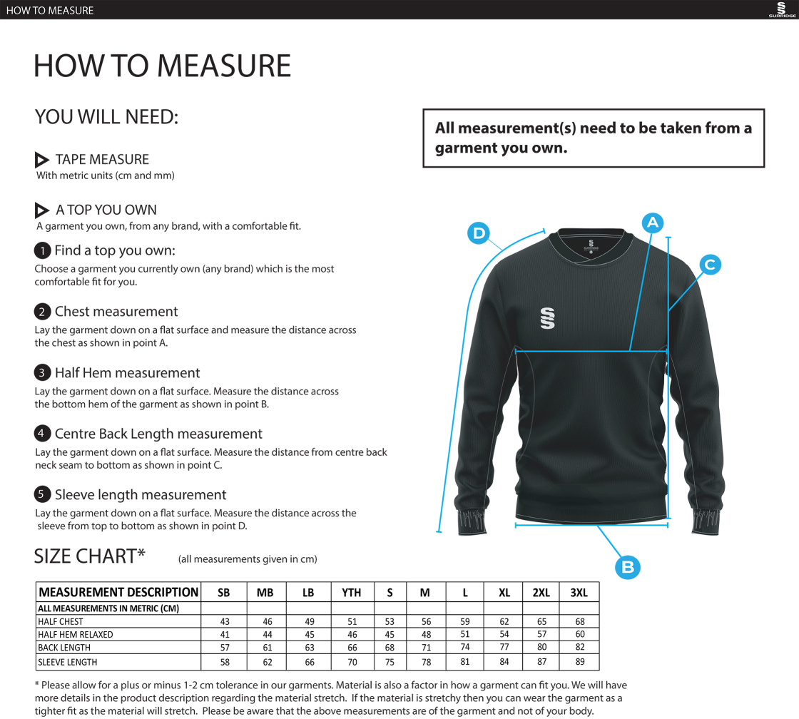 University of Bristol - Run Out Top - Unisex Fit - Size Guide