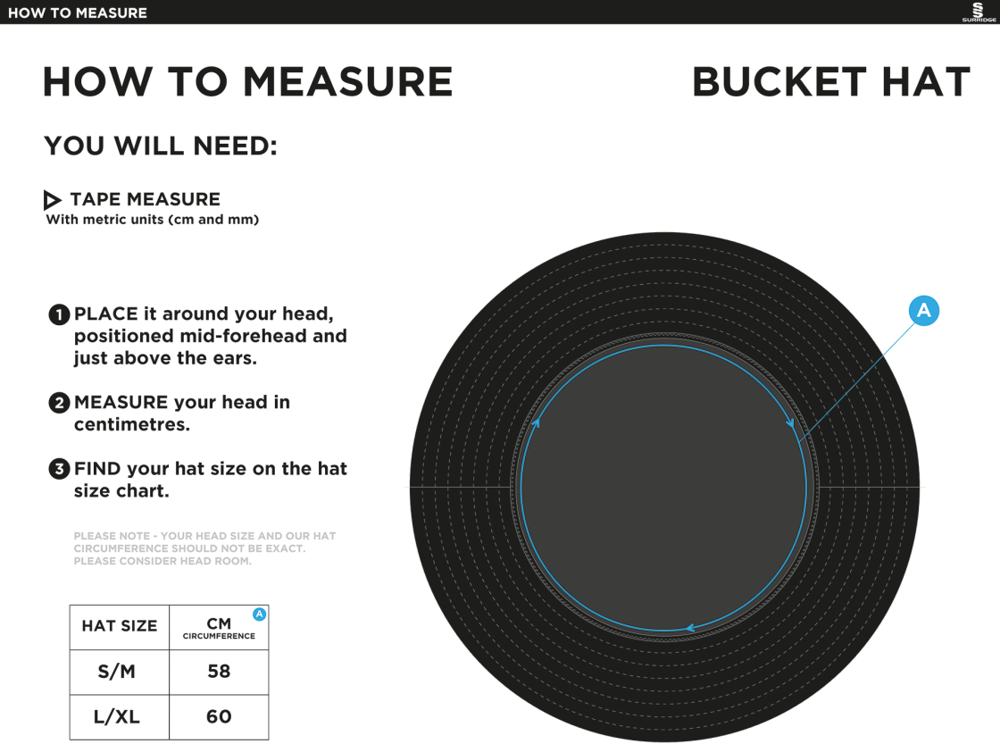 University of Bristol - Dual Bucket Hat - Red - Size Guide